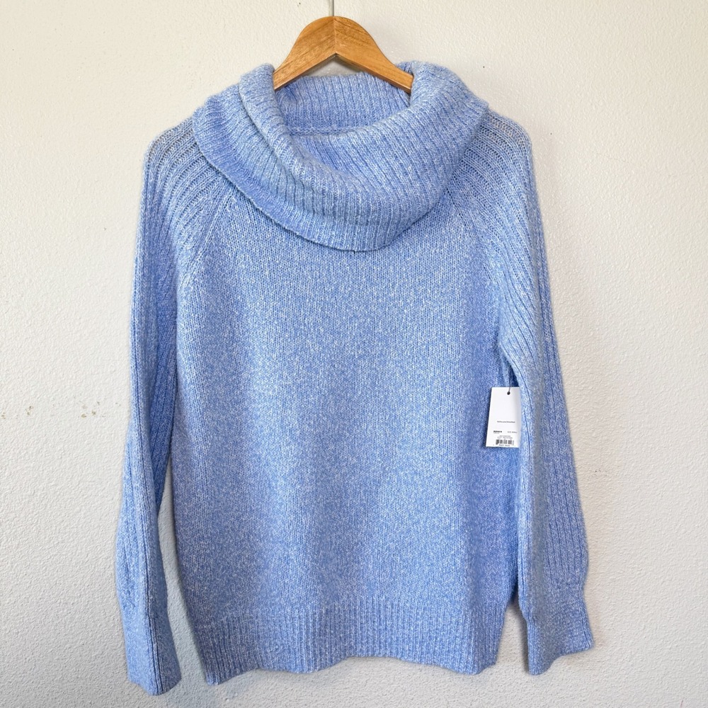 Nine West Small Blue Cowl Neck Knit Sweater Pullover Long Sleeve Soft